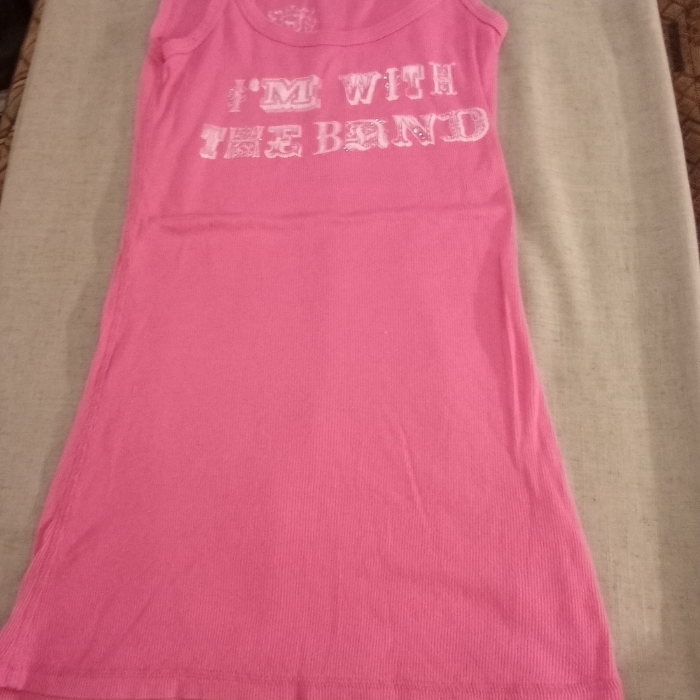 VTG.PINK Victoria's Secret "IM WITH THE BAND" Rhinestone Tank Top Size Small